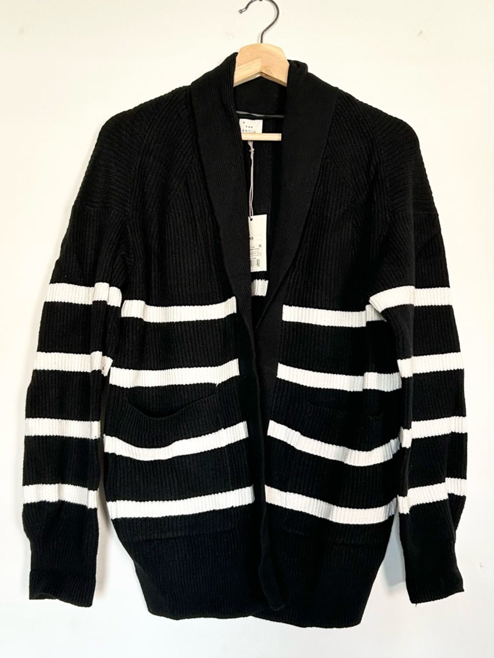 nwt A NEW DAY B&W Striped Open Cardigan with pockets